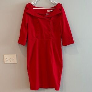 Best for xl Muse Vibrant Red Long Sleeve Dress